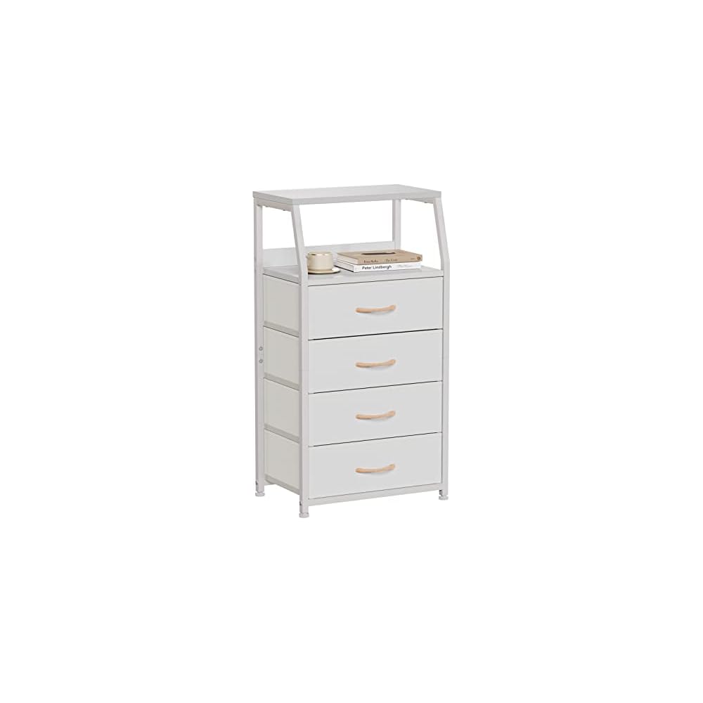 Furnulem 5 Drawers Dresser for Bedroom, Fabric Tall Nightstand
