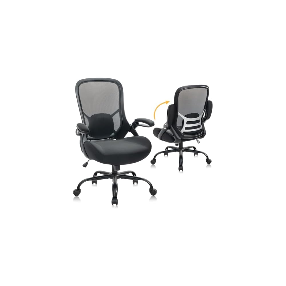 HYLONE 400lb Office Chair Big and Tall,Desk Chair with Lumbar Support,Black