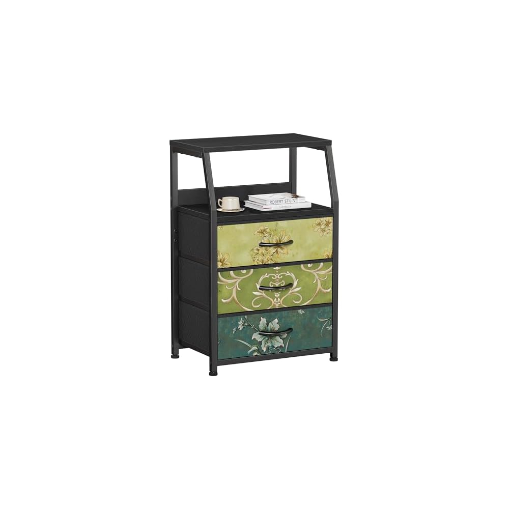 Furnulem 5 Drawers Dresser for Bedroom, Fabric Tall Nightstand