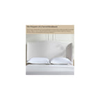Upholstered Platform Wingback Bed Frame with 54" High Headboard, Solid Walnut Wood Feet, Sturdy Metal & Wood Slats (Chenille, Ivory White-R7902, Queen (U.S. Standard))