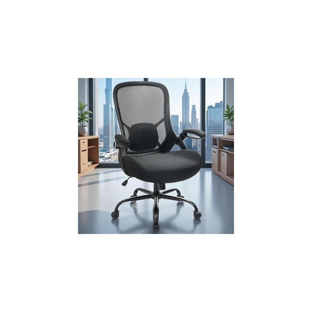 HYLONE 400lb Office Chair Big and Tall,Desk Chair with Lumbar Support,Black