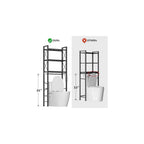 Kalrin Over The Toilet Storage with X Shape Side Guardrail, 3-Tier Over Toilet Storage Rack with Drain Basket, Freestanding Bathroom Organizer for Balcony Laundry, Pure Black