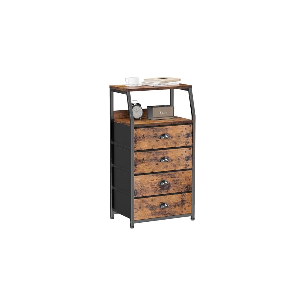 Furnulem 5 Drawers Dresser for Bedroom, Fabric Tall Nightstand