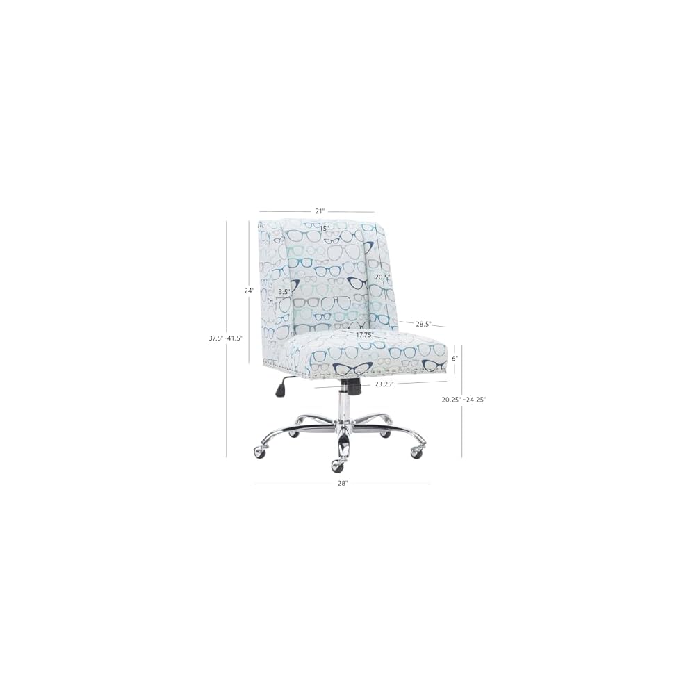 Linon Home Décor Brookville Glasses Office Chair, Ivory