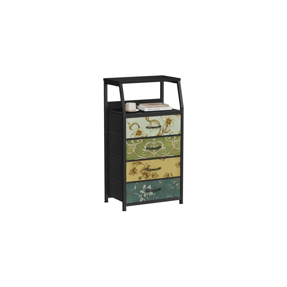 Furnulem 5 Drawers Dresser for Bedroom, Fabric Tall Nightstand