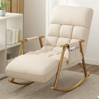 LSLYTQ Adjustable High Backrest Comfort Recliner Rocking Chair - Upholstered Recliner for Living Room and Bedroom - Relax Lounge Chair with Armrest Side Pocket