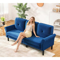 Loveseat Sofa, 83" Love Seat Couches, Velvet Small Couch, Blue Couch